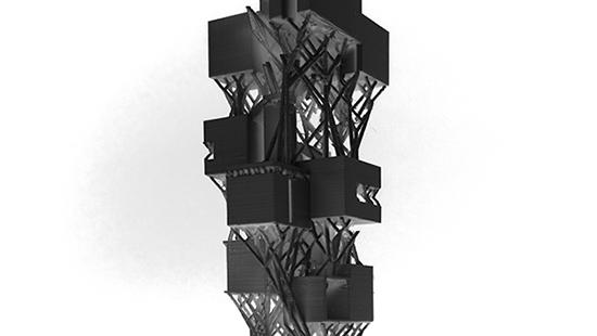 Inverted photograph of 3D printed model.