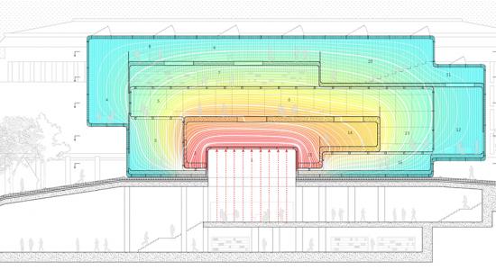 Digital rendering of an architectural structures cross section. 