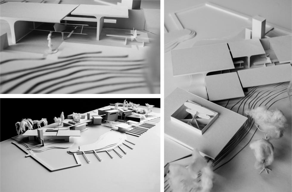 Three photographs of model details.