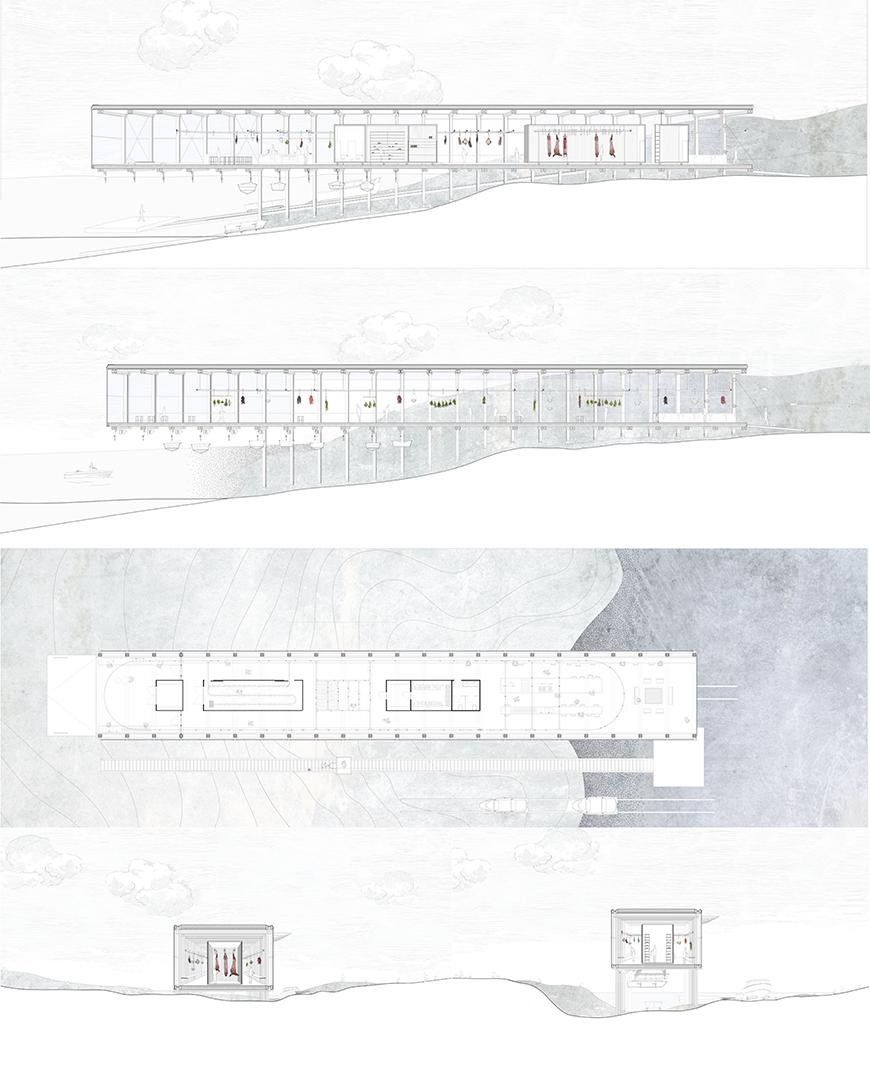 Digital rendering of an architectural structure. 