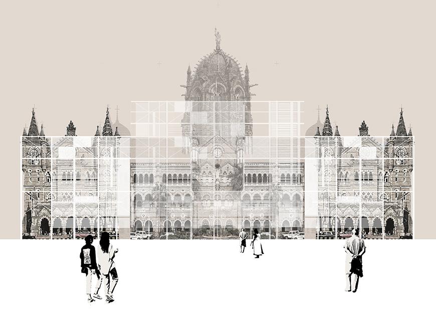 Digital rendering of a large buildings facade