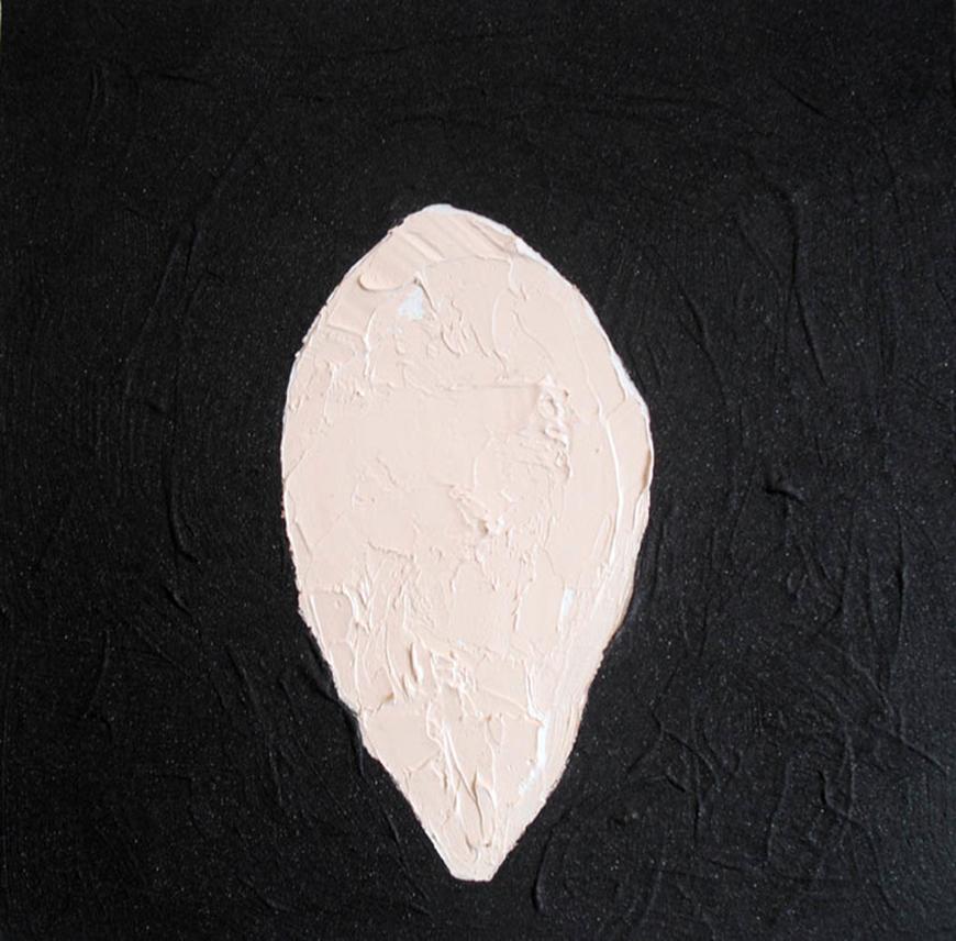 dark painted background with a light painted oval in the middle.